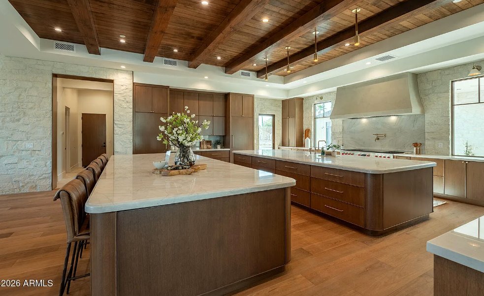 Wide view of the custom kitchen cabinetry