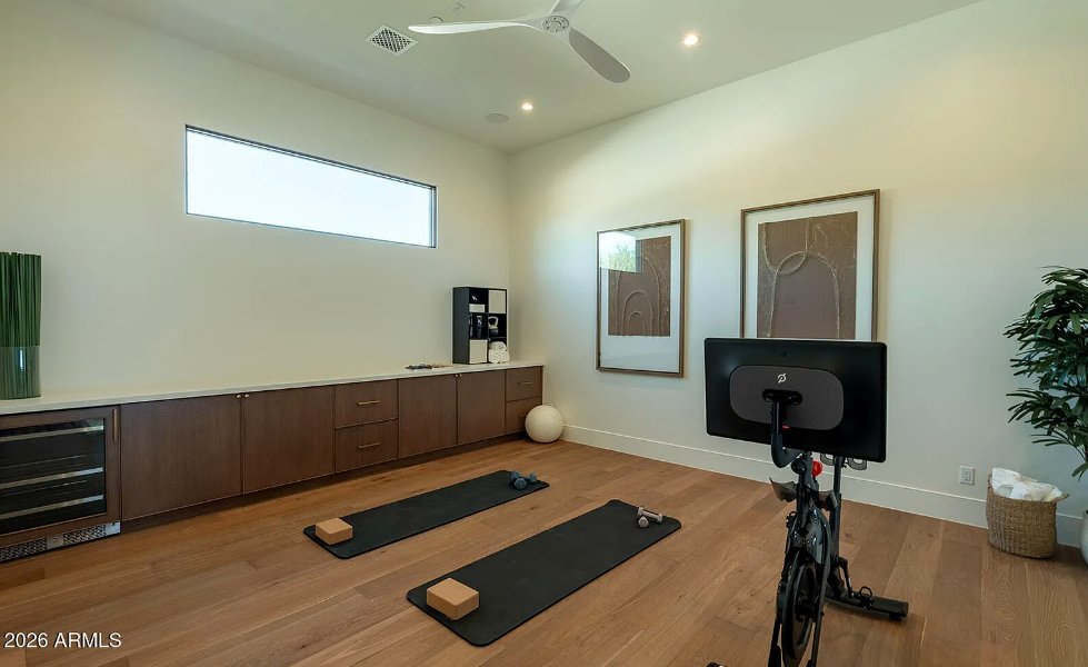 Fitness room base cabinetry